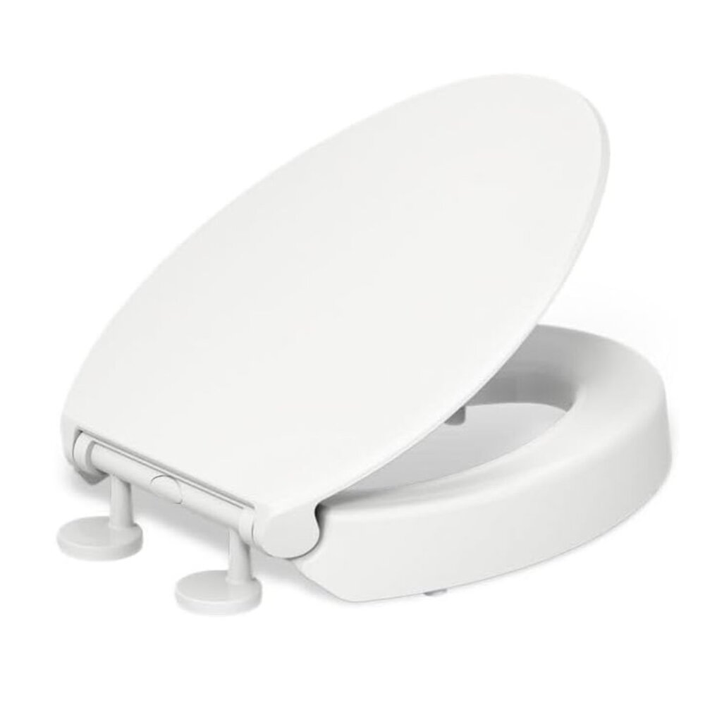 KOHLER Hyten Elevated Quiet-Close Elongated Toilet‎ Seat in White 25875-0